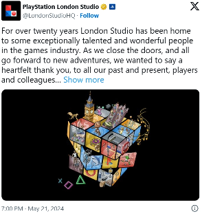 22 年老部门被裁，索尼 PlayStation 伦敦工作室关闭(图1)