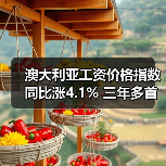 澳大利亚工资价格指数同比涨4.1% 三年多首次放缓（图1）